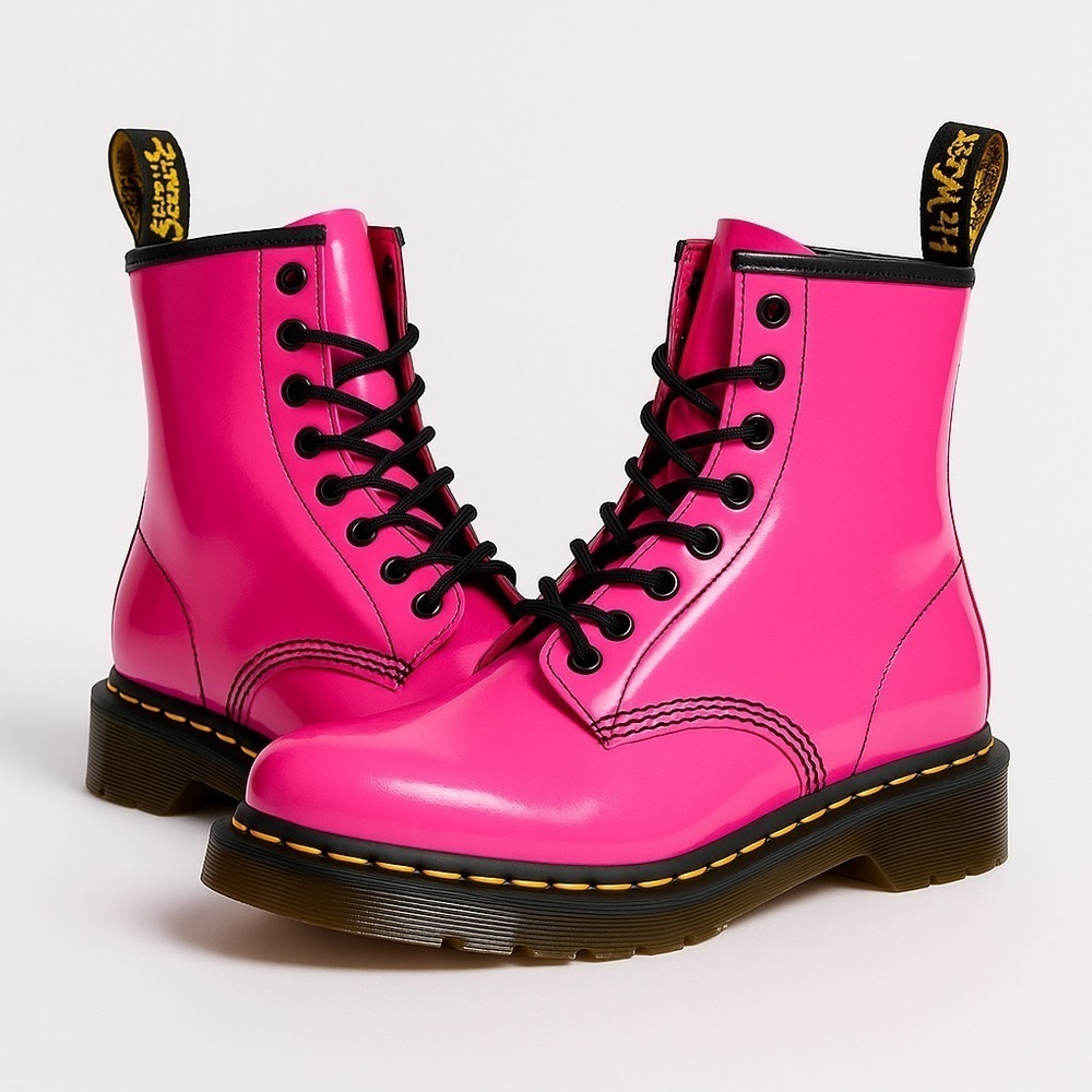 Dr. Martens 1460 Patent Lamper Combat Boots Womens 6 Pink Y2K Grunge - Picture 1 of 13